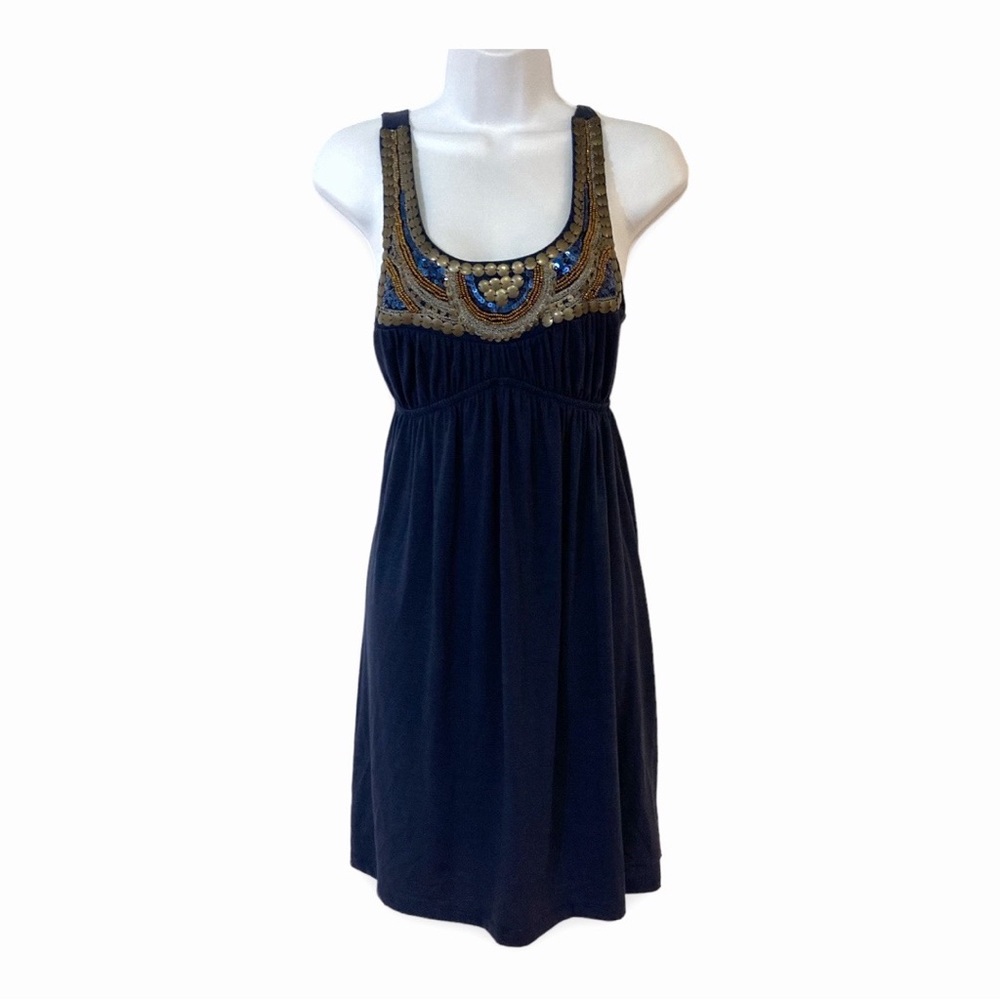 VTG Y2k bailey blue sequins and bead dress Navy Blue S